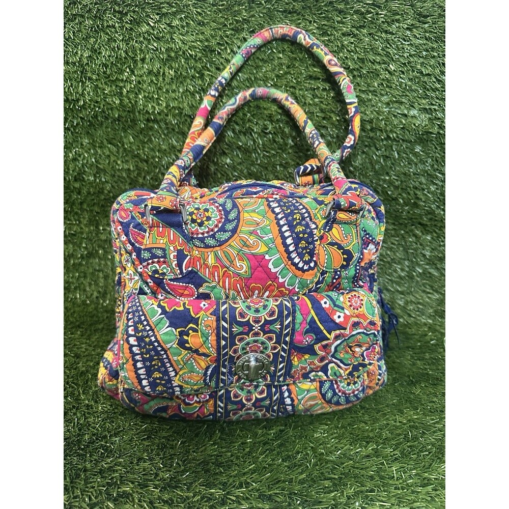 Vera Bradley Glenna Satchel RETIRED Venetian Floral Double Handle Pockets Purse